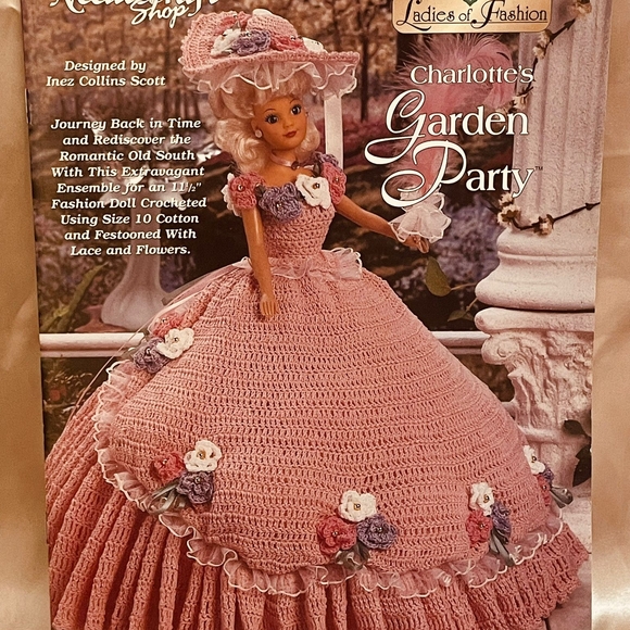 Fashion Doll Crochet Booklet Doll Outfit - Charlotte's Garden Party - Picture 1 of 2